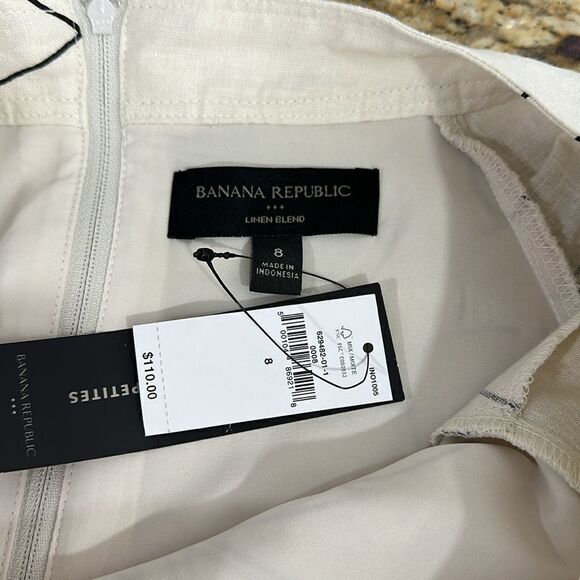 Banana Republic Linen Blend Mini Dress Stone Washed Tropical Print Size 8 - Picture 6 of 11